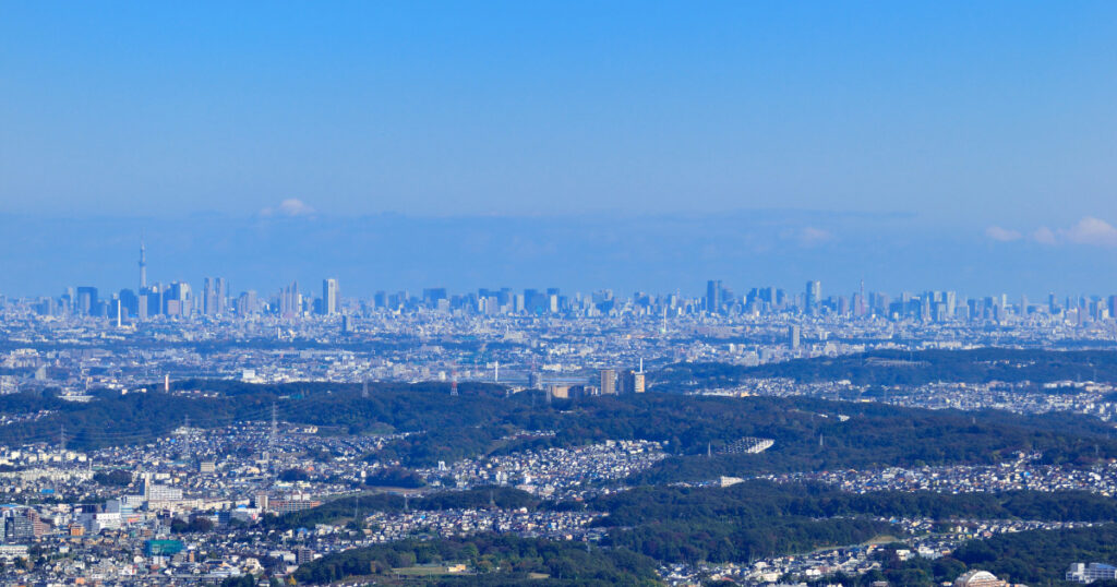 高尾山からの東京都の景色。